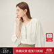 范思藍恩圓領(lǐng)慵懶感襯衫夏裝七分袖肌理撞色棉麻襯衣24FS12211 米色 XS