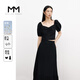 麥檬MM商場(chǎng)同款2023春夏新款冰絲黑色泡泡袖法式T恤女5E4320521 黑色上衣5E4320521 S