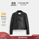 蔻馳（COACH）奧萊女士皮革MOTO夾克 黑色 S