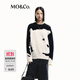 MO&Co.毛衣含羊駝毛厚實(shí)溫暖重工小熊毛織漏針破洞寬松摩安珂 黑色 M 165