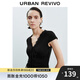 UR2025秋季新款女裝氣質(zhì)魅力拼接蕾絲系帶T恤UWG450159 黑色 S