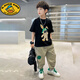 G.DUCKKIDS兒童套裝男童夏季薄款棉質(zhì)短袖大童工裝長(cháng)褲痞帥潮帥氣時(shí)髦兩件套 迪.斯兔黑T恤+卡其工裝褲 170 cm