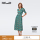 Diane von Furstenberg[玫瑰相似款]泡泡茶歇中長(cháng)款連衣裙DS1S078 碧草綠方格伊甸園圖案 S / 4