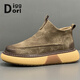 Diggorl輕奢品牌高幫男鞋板鞋2025新款百搭中幫休閑鞋增高男士馬丁短靴 卡其 38 （標準皮鞋碼）