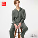 優(yōu)衣庫男裝AIRism棉混紡睡衣/長袖起居服家居服套裝479133 57 深橄欖色 L /175/100