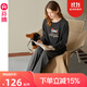 芬騰女睡衣春秋款慕斯絨長(cháng)袖長(cháng)褲套裝舒適休閑秋季女款大碼家居服 灰色 XL 建議：125-145斤