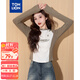 唐獅（TonLion）2025女立領(lǐng)拉鏈袖子拼接長(cháng)袖T恤 卡其  L 