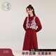 紫涵（ZIHAN）紫涵無袖國風設(shè)計馬甲長袖襯衫連衣裙兩件套女2024冬季新款百搭 復古紅 XL