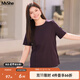 MsShe大碼女裝2025夏裝【天絲棉】高端顯瘦短袖正肩T恤女微胖妹妹 西梅紫色現貨 5XL