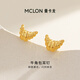 曼卡龍牛角包黃金耳飾 足金耳釘一對女 小巧精致百搭通勤 禮物0.93g