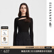 歌力思（ELLASSAY）【博主同款】秋季新款綿羊毛高彈鏤空針織衫女EWB343M01600 經(jīng)典黑 S