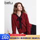 百圖betu冬季新款女士蝴蝶結(jié)針織衫小香風(fēng)毛衣女2412T11 紅色 M