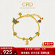 CRD克徠帝黃金手串鎏彩蝴蝶花朵古法足金999雙面佩戴手鏈節日禮物 17g
