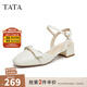 他她（TATA）氣質(zhì)包頭涼鞋女粗跟通勤優(yōu)雅涼鞋外穿秋新款7SG15BH4 白色 36