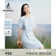 beanpole【度假連衣裙】濱波  春夏新款女士泡泡紗面料圓領(lǐng)短袖連衣裙 天藍色 S 160/84A