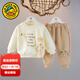 G.DUCKKIDS小黃鴨女寶寶秋裝女童套裝一歲嬰兒衣服小女孩春秋休閑衛衣兩件套 淺黃色l兩件套 90 尺碼1~2歲【 80-90cm】