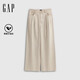 蓋璞女裝秋季款萊賽爾混紡捏褶經(jīng)典闊腿寬松休閑褲百搭長(cháng)褲813841