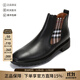 博柏利（BURBERRY）男款杏仁形靴頭靴子短靴切爾西靴男鞋禮物男 80452441 黑色/樺木棕Vintage格紋 43