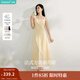 茵曼（INMAN）章若楠同款歐若風(fēng)法式吊帶連衣裙2025夏季新品女裝淡鵝黃色裙子 淺黃色 (方領(lǐng)) M