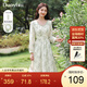 朵以（Duoyi）2025春季新款新式田園風(fēng)碎花裙春夏多巴胺浪漫氣質(zhì)方領(lǐng)連衣裙女 杏底綠花 S