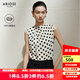 艾諾絲雅詩(shī)【商場(chǎng)同款】2025夏新品桑蠶絲半高領(lǐng)波點(diǎn)法式真絲襯衫女40615081 米底黑點(diǎn) M