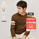 哈吉斯（HAZZYS）男裝 秋款毛衣簡(jiǎn)約百搭【可機洗】羊毛衫男ABYZD0BCX34 棕色BW L （175/96A 48）