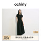 歐時(shí)力OCHIRLY 褶飾A字連衣裙長(zhǎng)裙法式復(fù)古顯瘦2025年夏季新款女裝 黑色 M