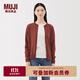 無(wú)印良品（MUJI） 女式羊毛可水洗高針距圓領(lǐng)開(kāi)衫 毛衣針織衫女裝上衣外套秋季 深橙色 XL  （165/92A）