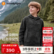 moodytiger兒童衛衣抓絨保暖25年冬季新品男童上衣連帽透氣防寒女童運動(dòng)衣 炭黑色 150