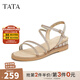 他她（TATA）絕美坡跟涼鞋女外穿一字帶時(shí)裝涼鞋秋季新款7UA03BL4 金色 36