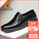 老人頭（LAORENTOU）皮鞋男士頭層牛皮牛筋底耐磨商務(wù)休閑爸爸鞋 510907119 黑 40 