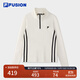 FILA FUSION斐樂(lè )潮牌女子針織長(cháng)袖衫2025秋新款時(shí)尚修身半拉鏈長(cháng)T 奶霧白-WT M 165/84A/M