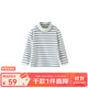 papa爬爬秋冬條紋洋氣保暖男女寶寶打底衫 藍色-翻高領(lǐng)    80 cm  