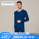 舒雅（SCHIESSER）男士保暖內衣3A抗菌厚款雙面加絨秋衣秋褲套裝E5/19196W中藍2XL 【90-100公斤】
