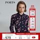 PORTS寶姿 商場(chǎng)同款新品女裝經(jīng)典撞色印花襯衫SL8B032KPS058 丈青 S (4)