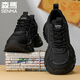 森馬男鞋2025新款秋季輕便休閑運動(dòng)鞋男士厚底增高百搭老爹鞋 黑色 42