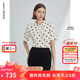 朗姿復古法式波點(diǎn)設計感短袖上衣襯衣女2024年夏新款通勤氣質(zhì)襯衫 米黃色 L