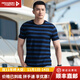 龍牙2024龍牙秘之彩逐COOLMAX色織圓領(lǐng)短袖T恤春夏條紋舒適百搭T 藍黑條紋 L(180/100A)