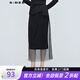 sdeer圣迪奧2022秋季女裝休閑時(shí)尚高腰休閑風(fēng)純色A字裙松緊網(wǎng)紗拼接長(cháng)裙半身裙 黑色/91 XL 175