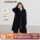 紅袖100%綿羊毛呢大衣冬季2024新款女裝學(xué)院風(fēng)落肩高級翻領(lǐng)雙面呢外套 藏青495 M