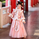 安妮優(yōu)兒（Anneyol）女童漢服冬款連衣裙加絨冬裙子拜年公主裙冬季兒童冬裝 粉色 110