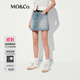 MO&Co.牛仔裙褲夏中低腰洗舊磨白棉質(zhì)牛仔短褲M(mǎn)BE2SOTT07 牛仔藍色 S /S