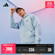 adidas情侶加絨加厚寬松連帽長(cháng)袖套頭衛衣男女秋冬阿迪達斯輕運動(dòng) 藍色/黑色   L