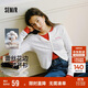 森馬（Semir）長(cháng)袖T恤女短款提花刺繡2025秋純棉蕾絲花邊修身開(kāi)衫109725101014