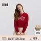 森馬毛衣女短款蝴蝶結少女感2025新款春季甜美圓領(lǐng)正肩套頭衫顯瘦 紅色調00366 L 165/88A