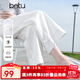 百圖betu女裝2025夏季新款牛仔闊腿褲高腰顯瘦純棉九分褲褲子2505X14 白色 L