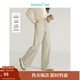 茵曼（INMAN）工裝褲2025春秋女裝新款抽繩松緊腰輕戶(hù)外闊腿長(cháng)褲子  淺豆綠 XL