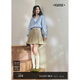 闊色（kuose）卡其色條紋拼接半身裙假兩件a字裙半裙2025夏季新款女短裙子 卡其色 L