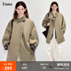 fano studios范洛Fano 氛圍感袖里格紋拼接颯爽立領(lǐng)質(zhì)感全棉休閑短風(fēng)衣外套女 卡其色第二批 S