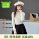 木木屋品牌童裝女童毛衣秋裝2025新款兒童針織打底衫時(shí)髦中大童內搭上衣 米色毛衣 150 適合140-150cm年齡11-12歲